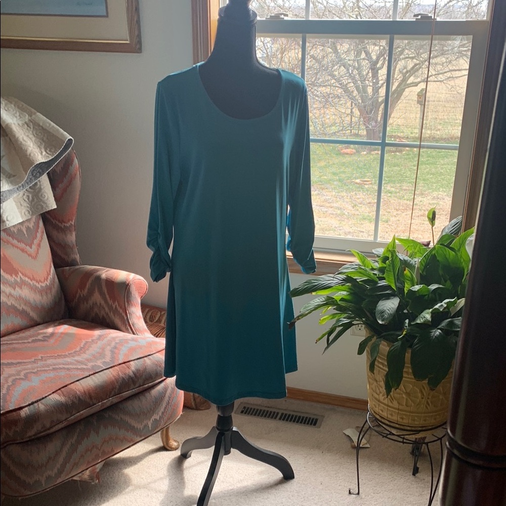 Lily by Firmiana Teal  Long Sleeve Dress